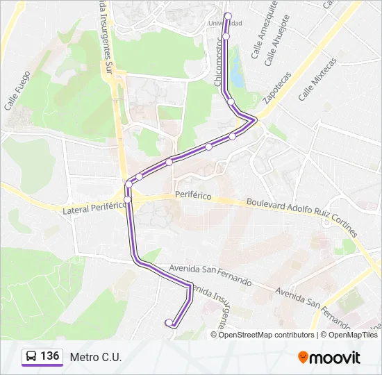 136 Bus Line Map