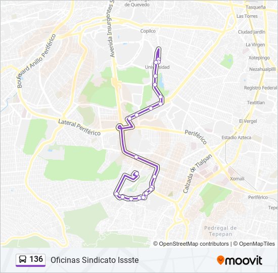 136 bus Line Map