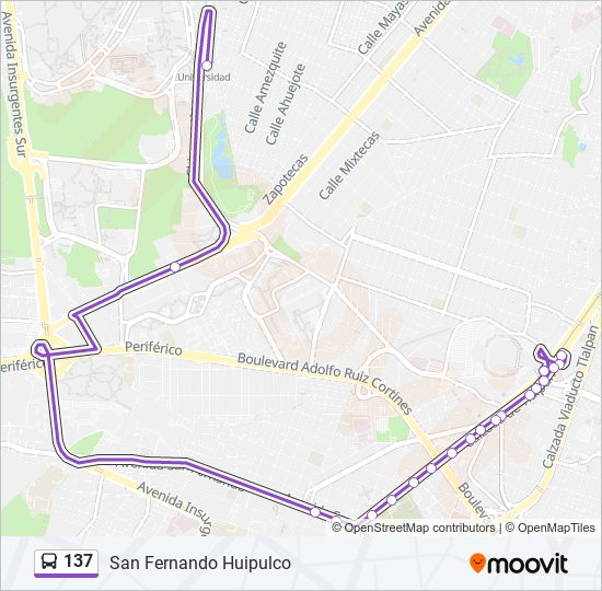 137 bus Line Map