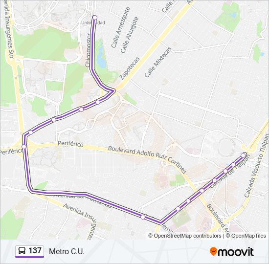 Ruta 137: horarios, paradas y mapas - Metro C.U. (Actualizado)
