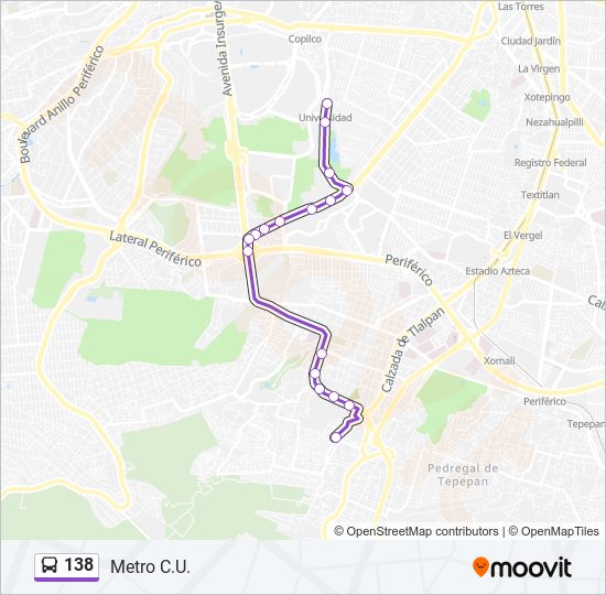 138 bus Line Map