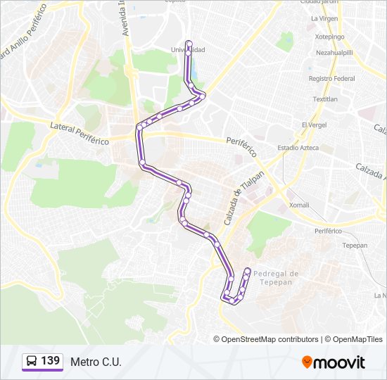 Mapa de 139 de autobús