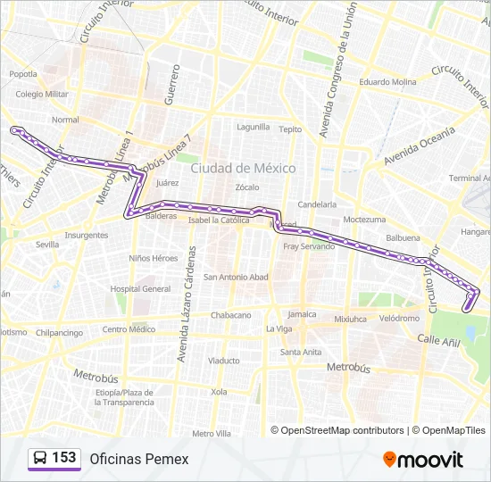 153 Bus Line Map