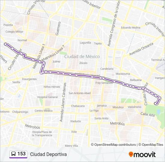 153 Bus Line Map
