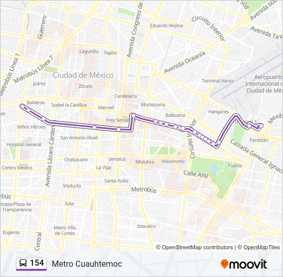 154 Bus Line Map