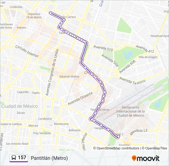 157 Bus Line Map