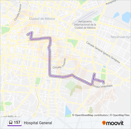 Mapa de 157 de autobús
