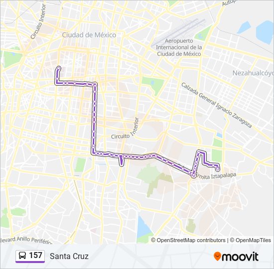 Mapa de 157 de autobús