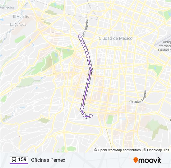 Mapa de 159 de autobús