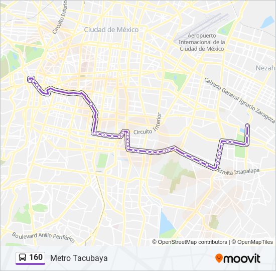 160 bus Line Map