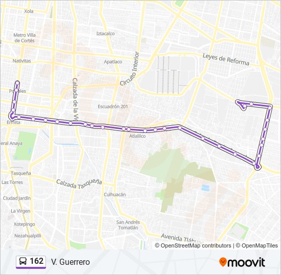 Mapa de 162 de autobús