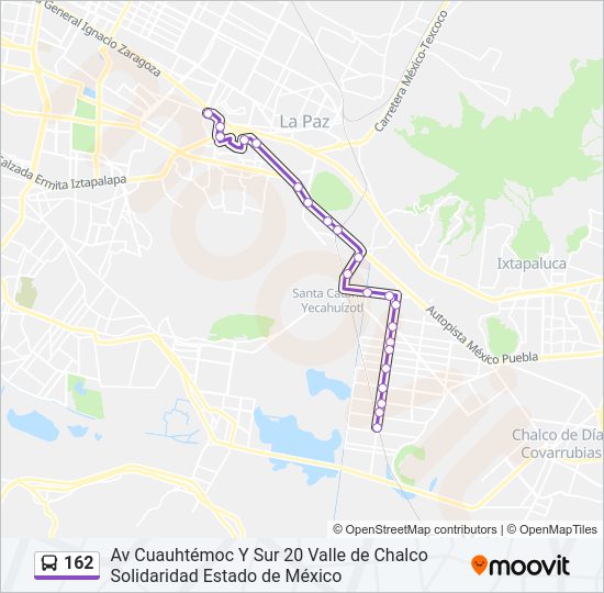 Mapa de 162 de autobús