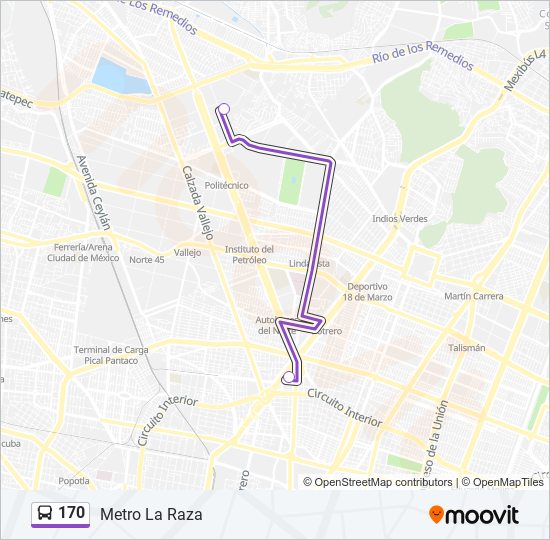 Mapa de 170 de autobús