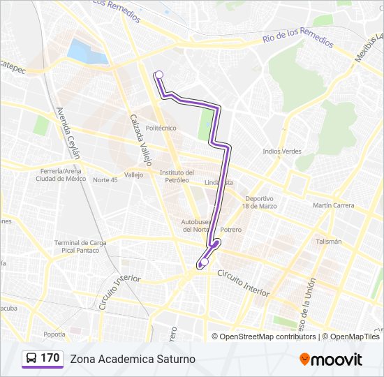 Mapa de 170 de autobús