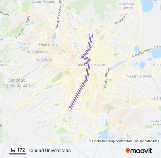 Mapa de 172 de autobús