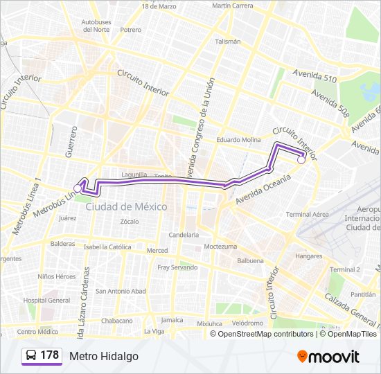 Mapa de 178 de autobús