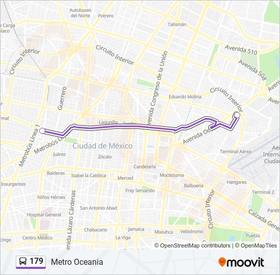 Mapa de 179 de autobús