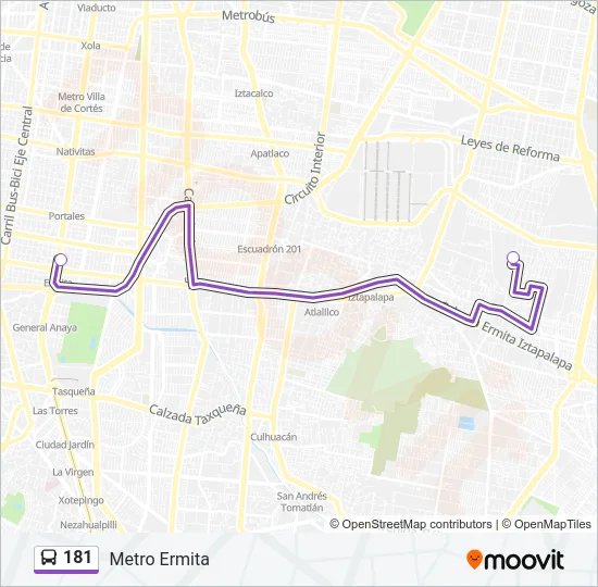 181 Bus Line Map