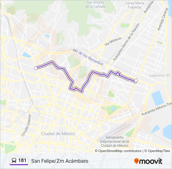 Mapa de 181 de autobús