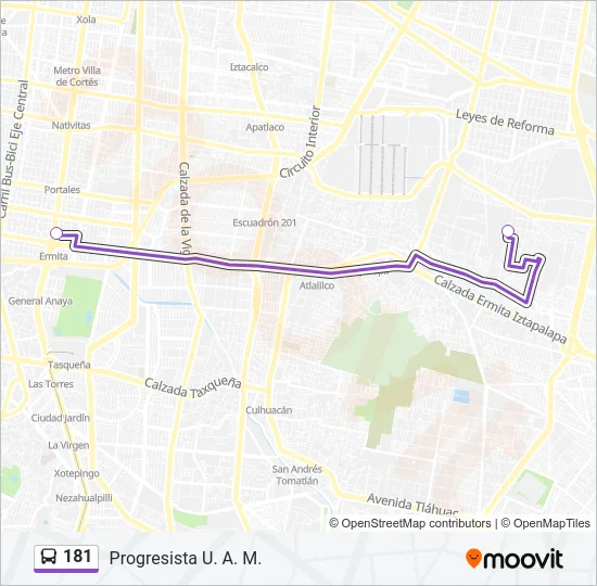 181 Bus Line Map