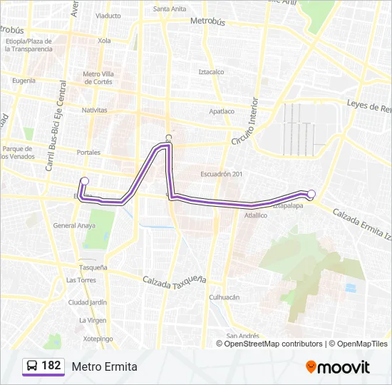 182 Bus Line Map