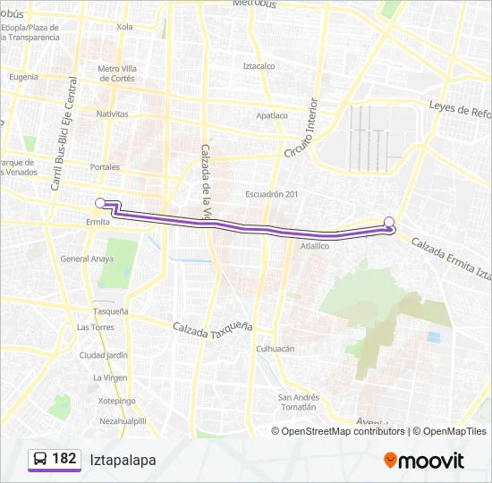 182 Bus Line Map