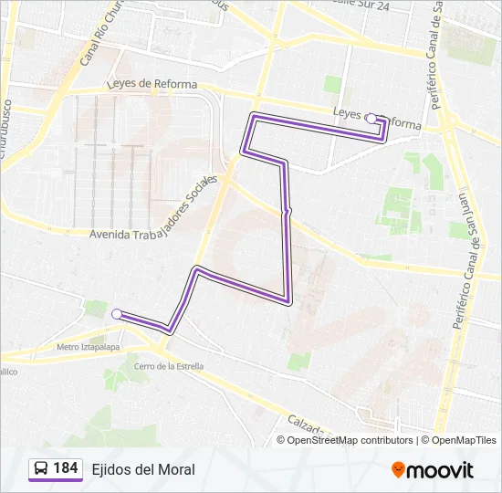 184 Bus Line Map
