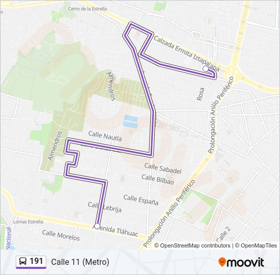 Mapa de 191 de autobús
