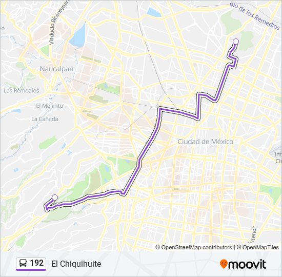 Mapa de 192 de autobús