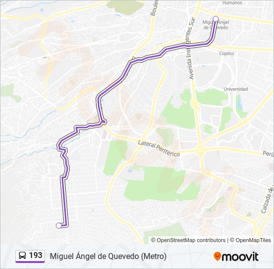 Mapa de 193 de autobús