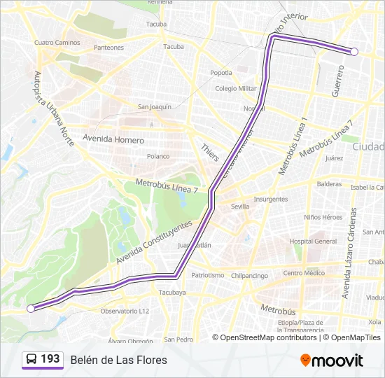 193 Bus Line Map