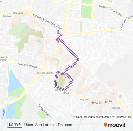 194 Bus Line Map