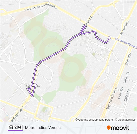 Mapa de 204 de autobús