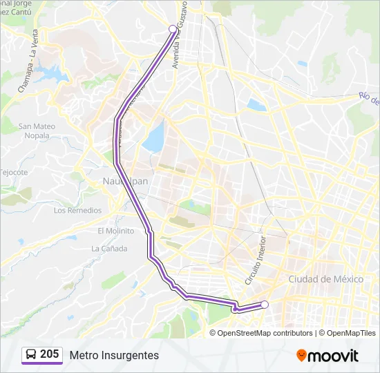 205 Bus Line Map
