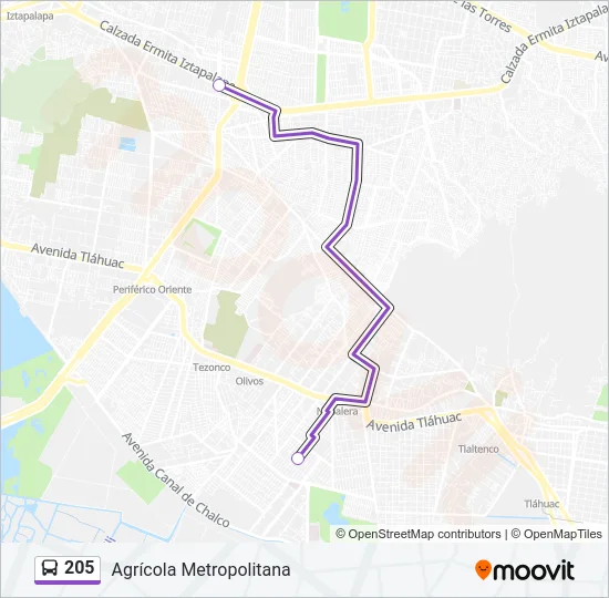 205 Bus Line Map