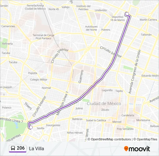 206 Bus Line Map