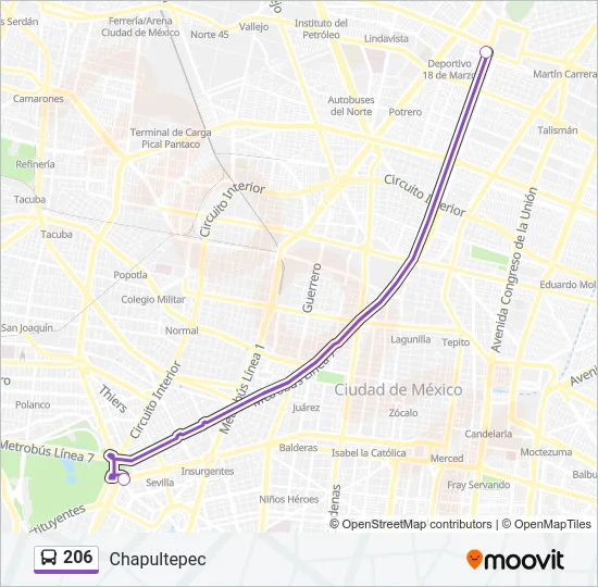 206 Bus Line Map