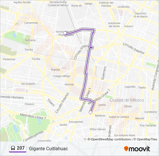 207 Bus Line Map