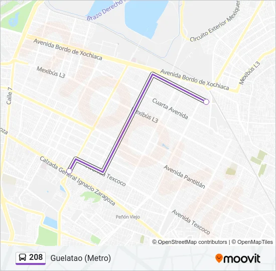 208 Bus Line Map