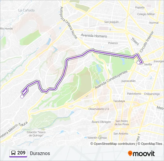 209 Bus Line Map