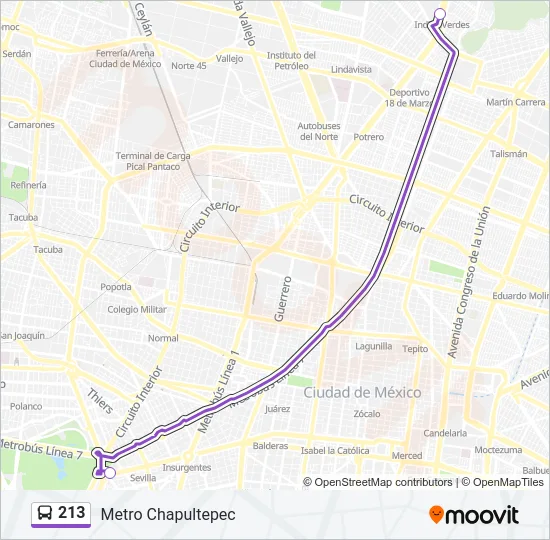 213 Bus Line Map