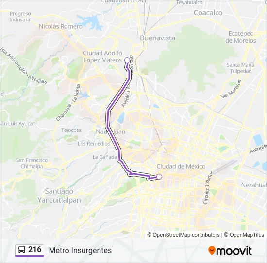 216 Bus Line Map