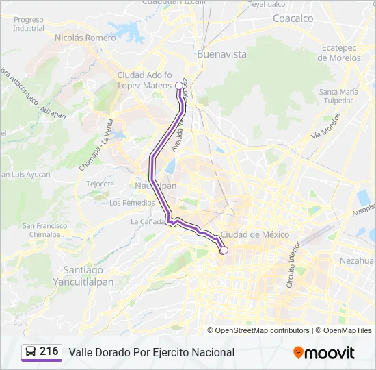 216 Bus Line Map