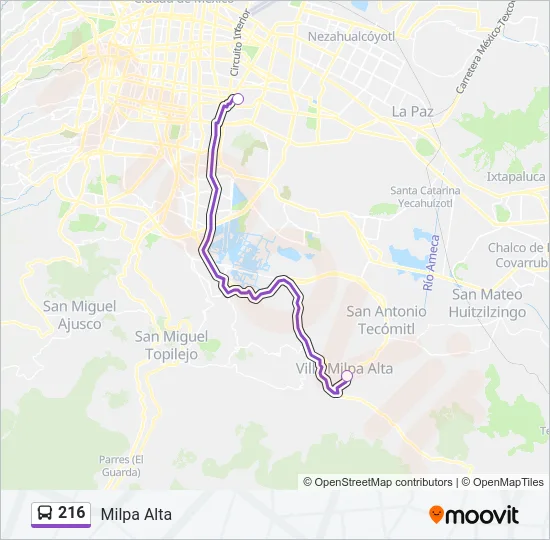 216 Bus Line Map