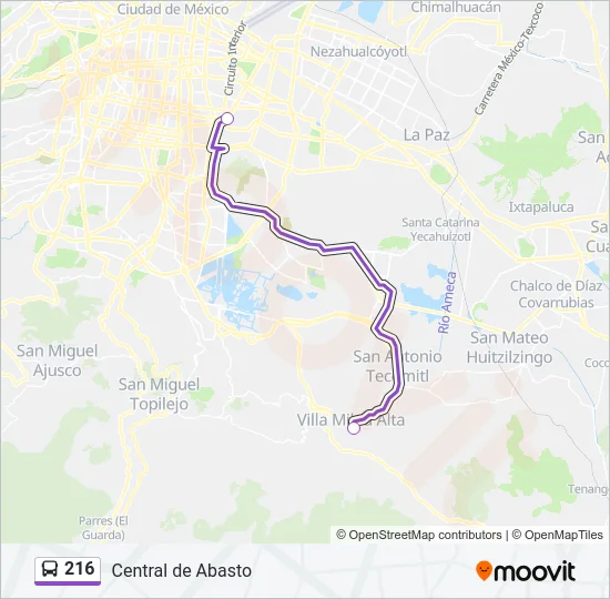 216 Bus Line Map