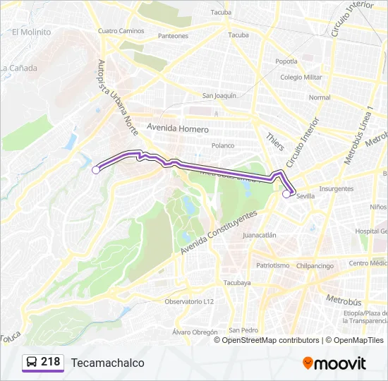 218 Bus Line Map