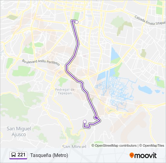 Mapa de 221 de autobús