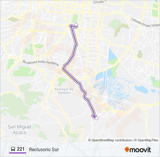 Mapa de 221 de autobús