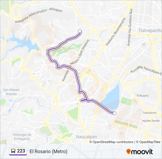 Mapa de 223 de autobús