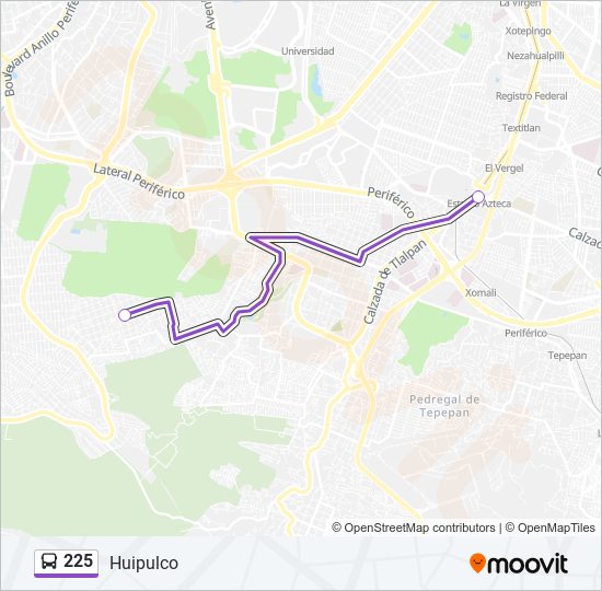 Mapa de 225 de autobús